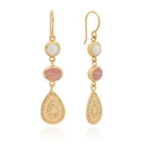 Anna Beck Pink Opal & Mother of Pearl Triple Drop Earrings