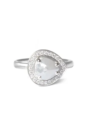 Anne Sportun 14KWG Rose Cut Pear Grey Diamond Ring