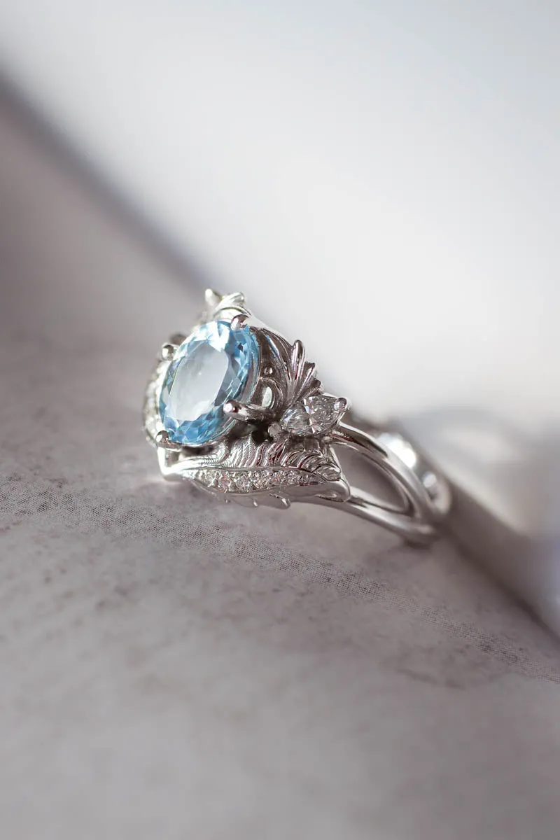 Aquamarine and diamonds engagement ring / Adonis