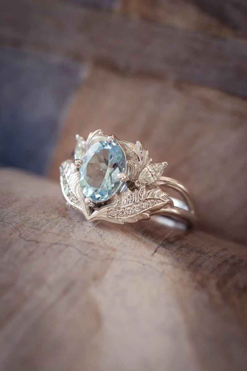 Aquamarine and diamonds engagement ring / Adonis