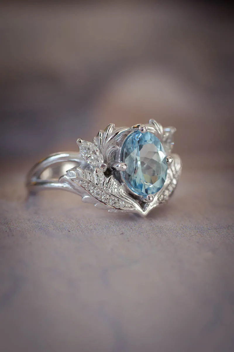 Aquamarine and diamonds engagement ring / Adonis