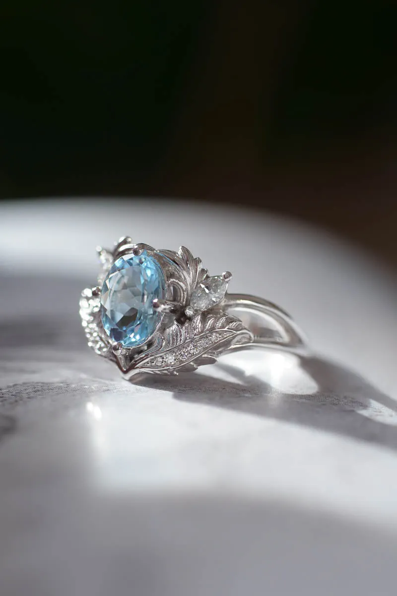 Aquamarine and diamonds engagement ring / Adonis