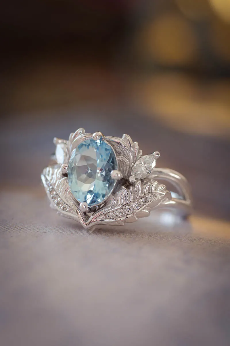 Aquamarine and diamonds engagement ring / Adonis