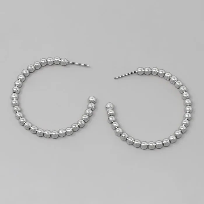 Beaded Metal Hoop Earrings