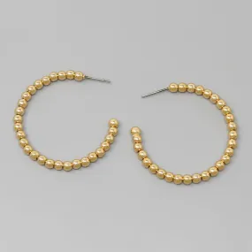 Beaded Metal Hoop Earrings