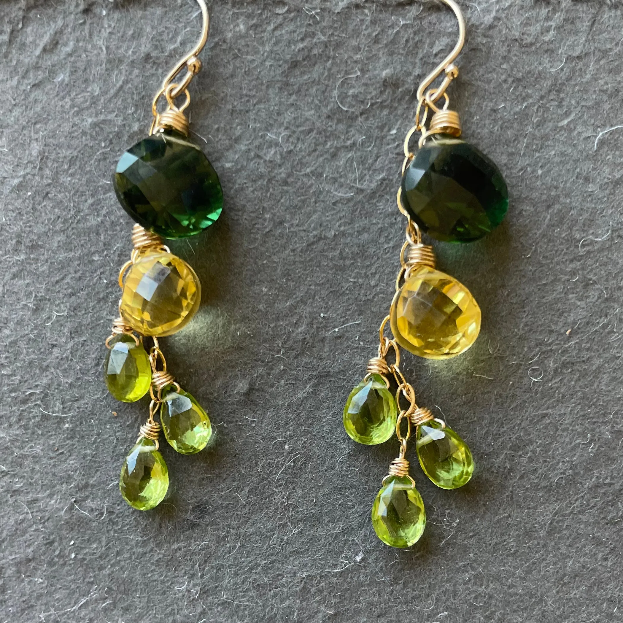 Bicolor Lemon Lime Cascade Earrings