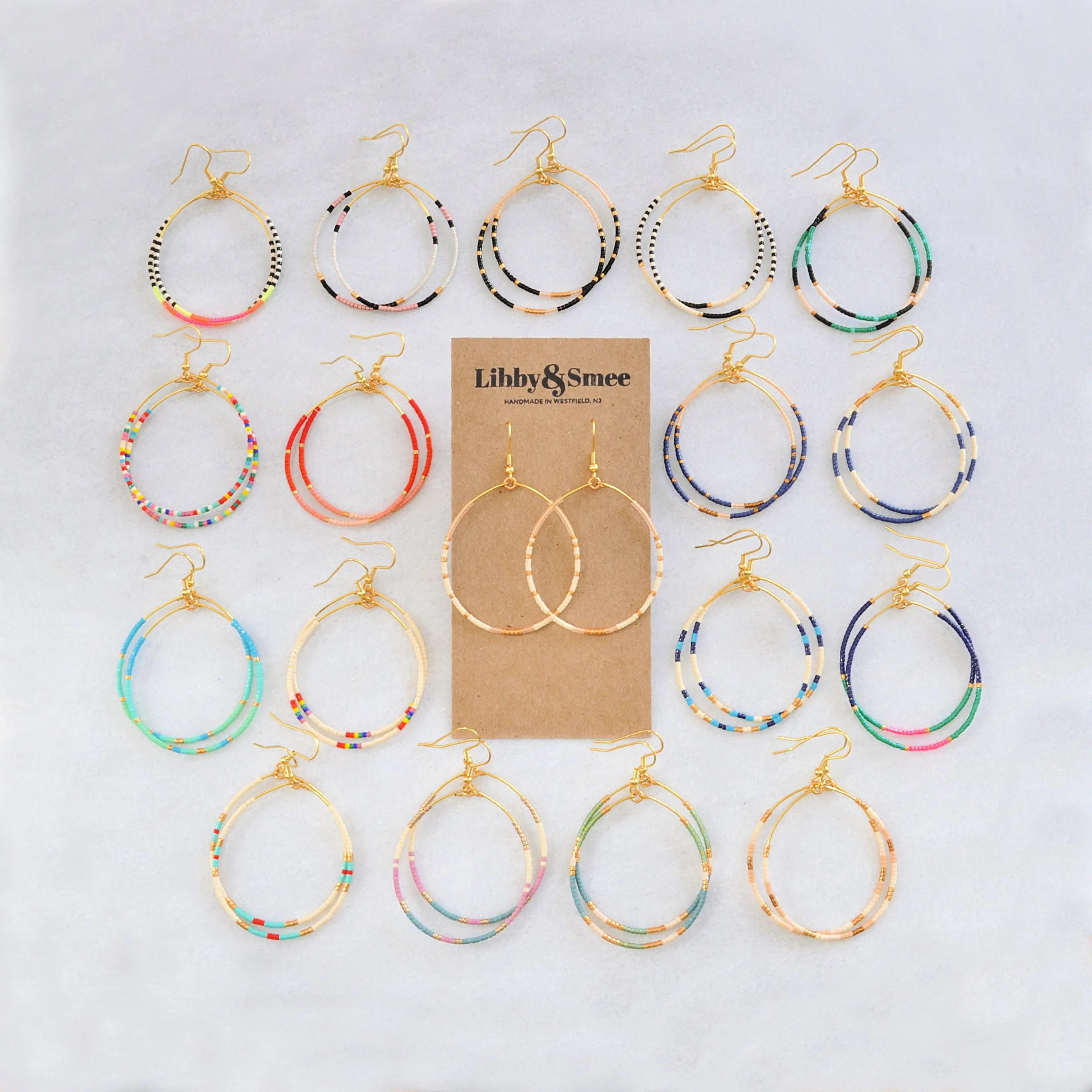 Big Beaded Hoops - NAVY