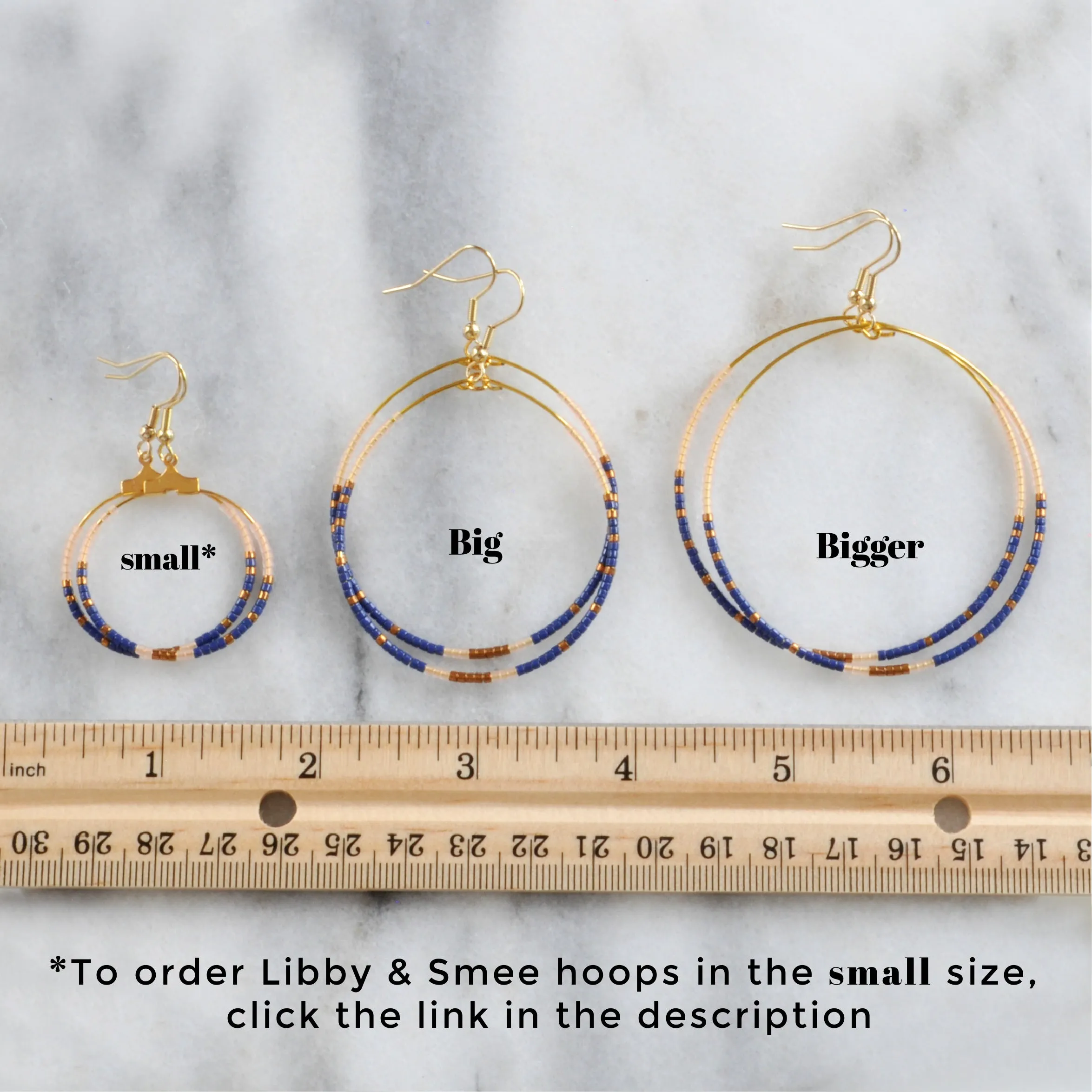 Big Beaded Hoops - NAVY