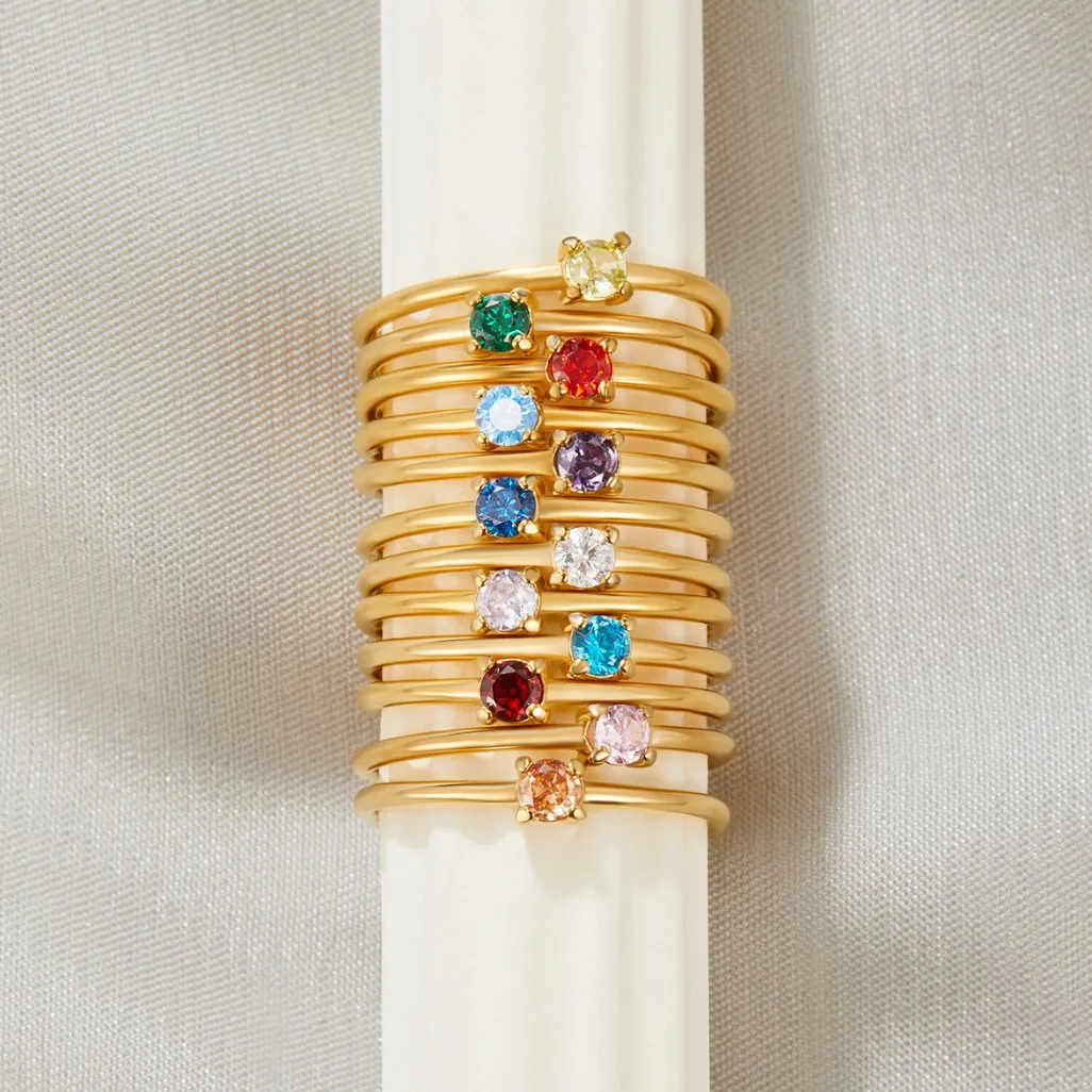 Birthstone 18K Gold Rings