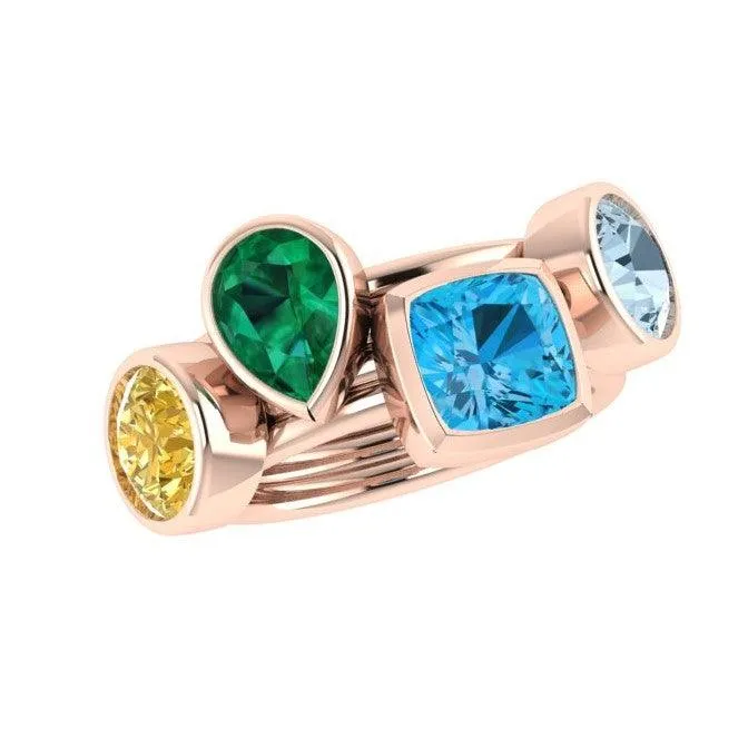 Birthstone Stacking Rings Gold