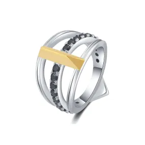 Black Cubic Zirconia Diamond Wedding Band Ring Multiple Perspectives collection Designed by Alexandra Baltazar