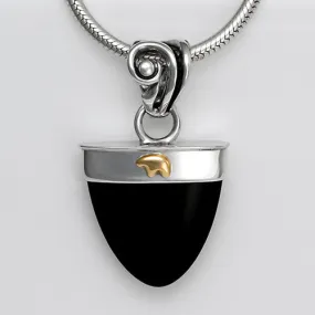 Black Onyx 14kt Gold Spirit Bear Silver Pendant