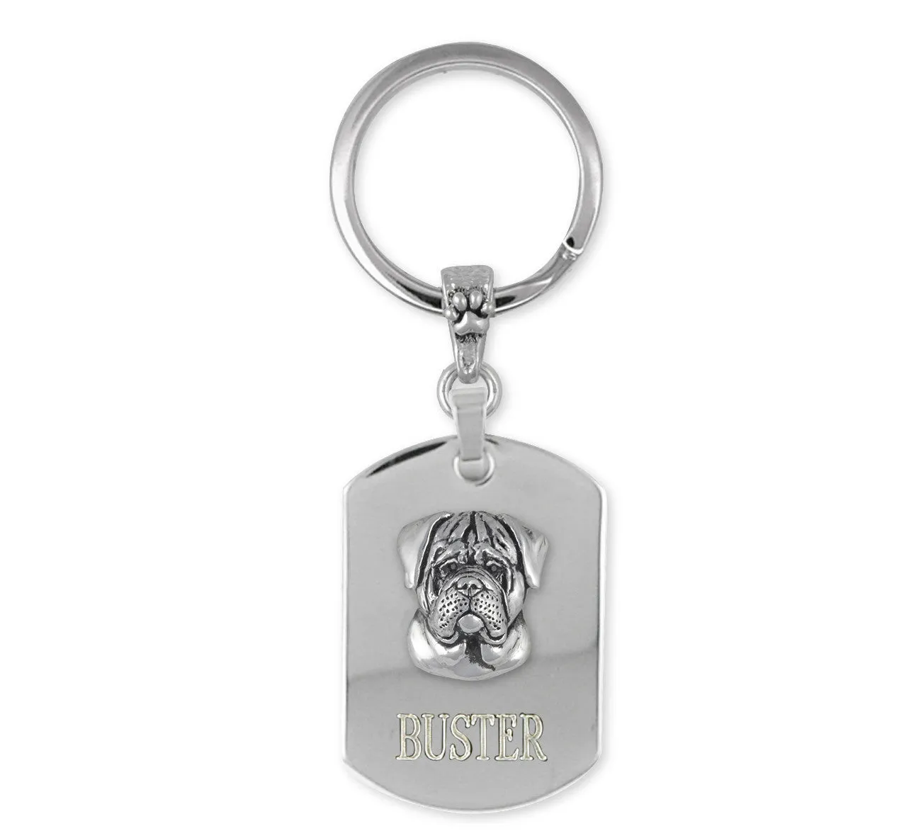 Bullmastiff Key Ring Jewelry Sterling Silver Handmade Dog Key Ring BM1-KRE