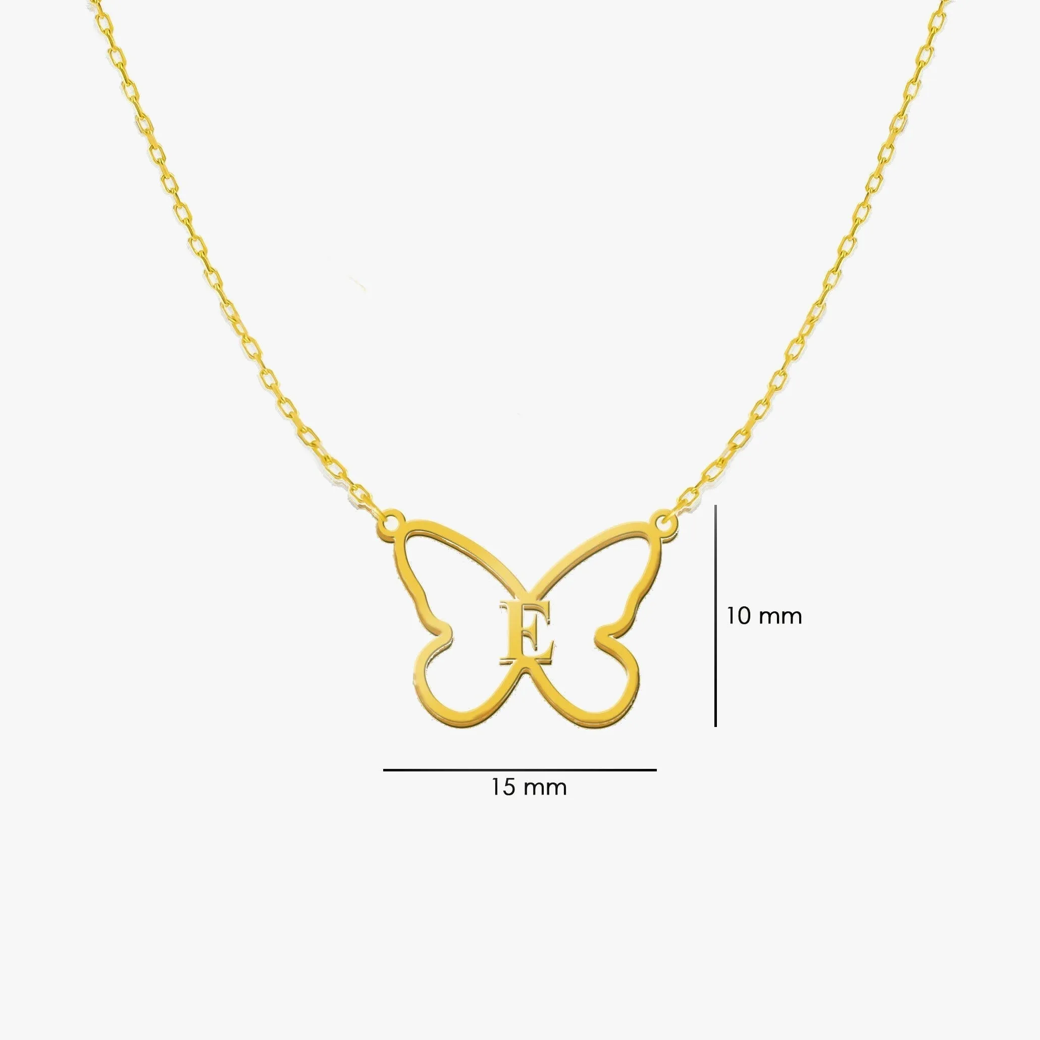 Butterfly Initial Necklace | 14K Solid Gold