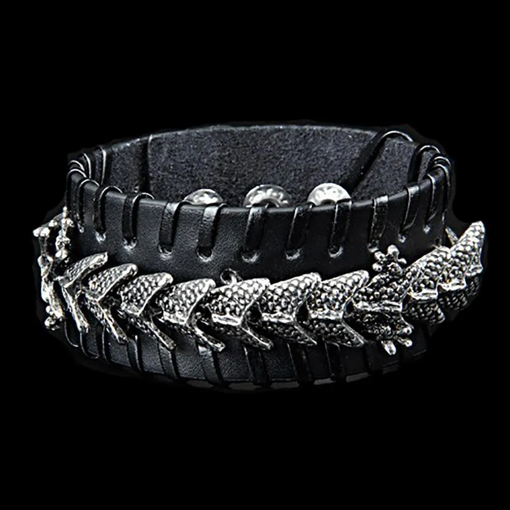 Celestial Dragon Leather Cuff Bracelet