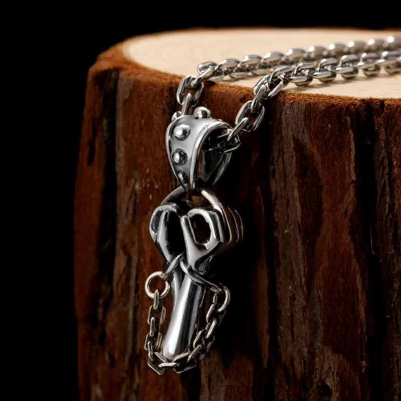 Chained Hands 925 Sterling Silver Pendant Necklace