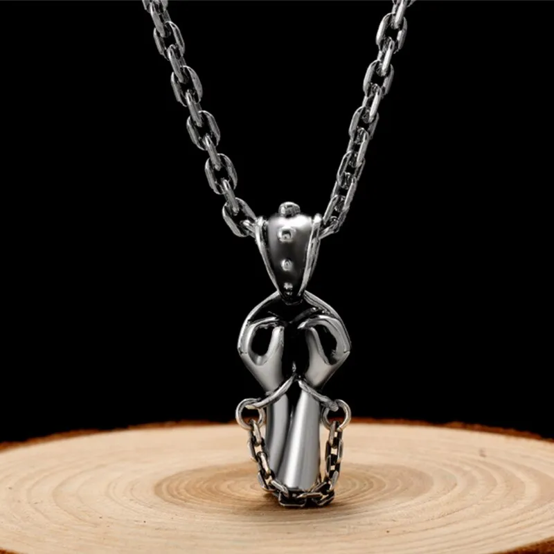 Chained Hands 925 Sterling Silver Pendant Necklace