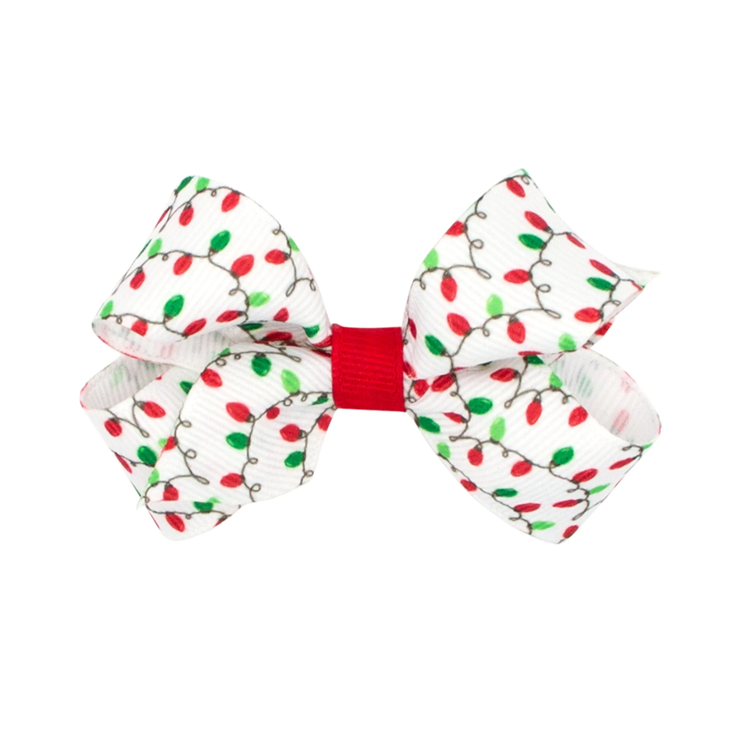 Classic Holiday Lights Printed Grosgrain Hair Bow on Clippie