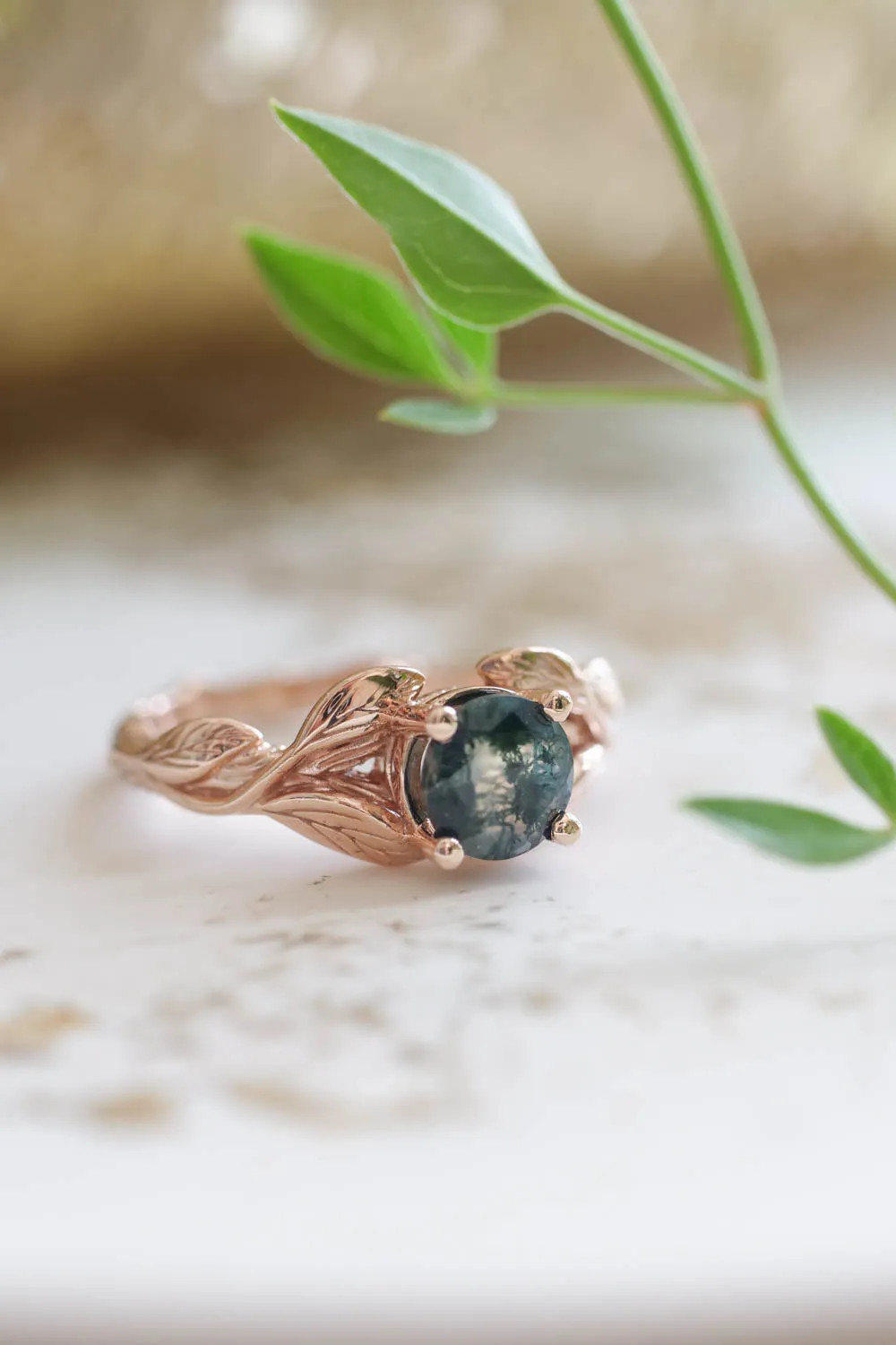 Clematis | branch engagement ring setting, round gemstone