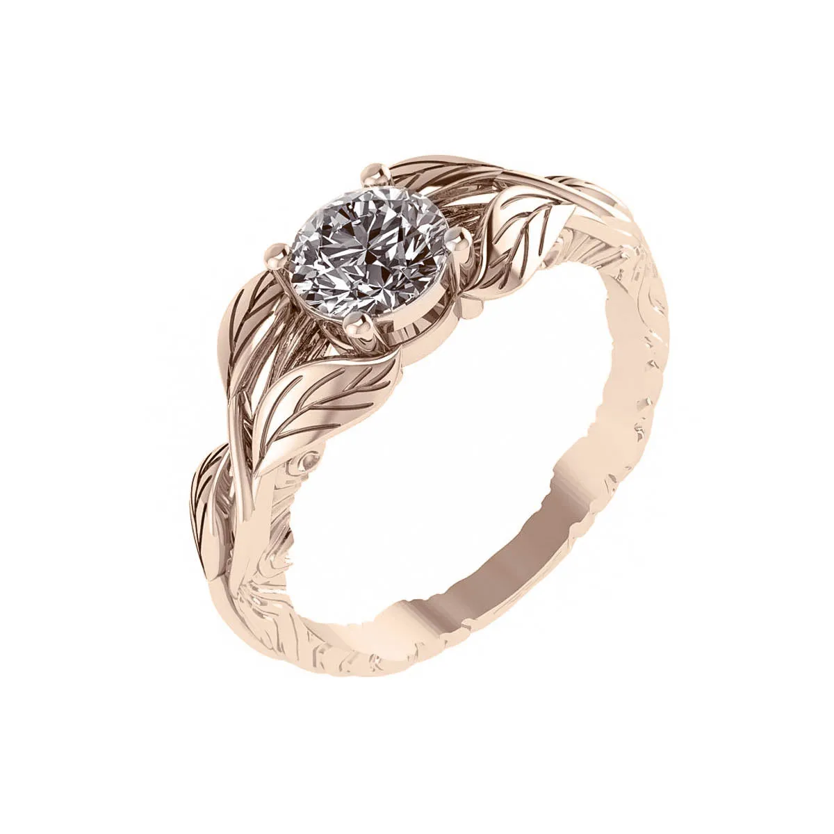 Clematis | branch engagement ring setting, round gemstone