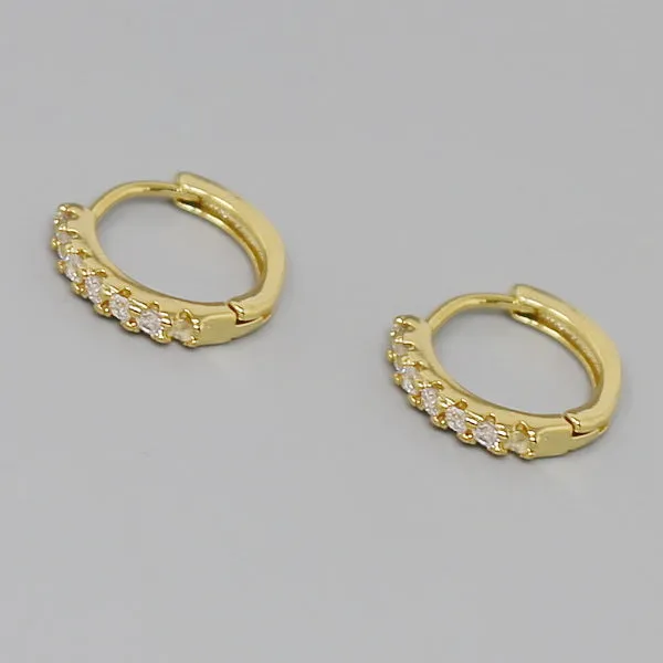 CZ Pave Basic Huggie Hoop Earrings