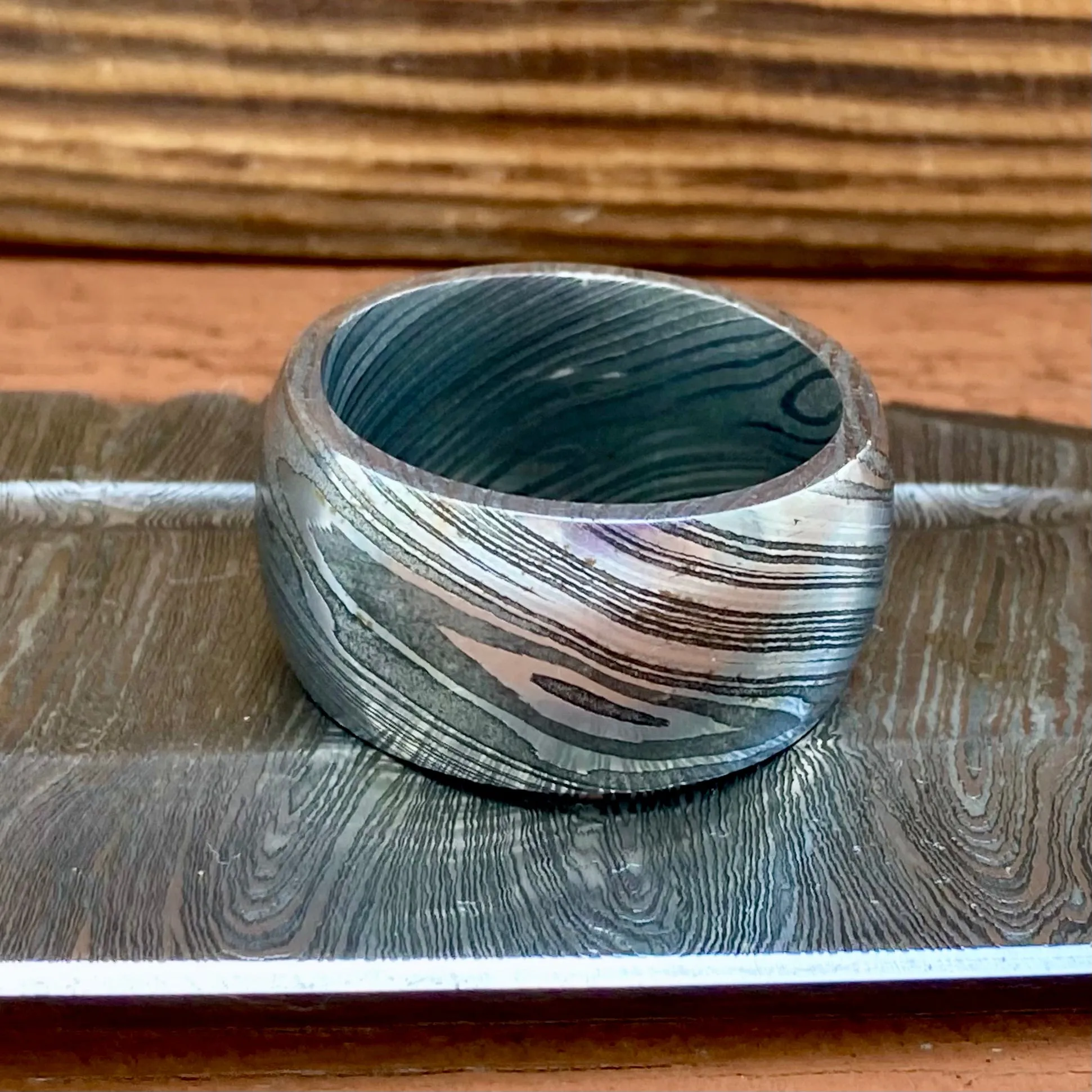 Damascus Steel Ring - Steel - R214