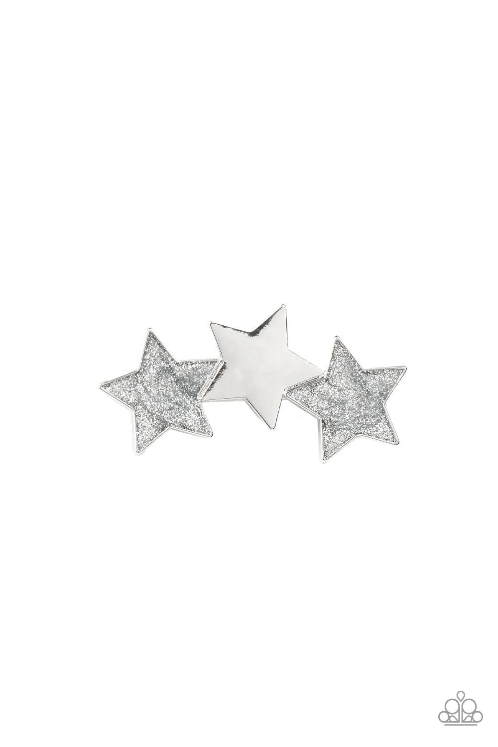 Don't Get Me STAR-ted! Silver Glitter Hair Clip - Paparazzi Accessories