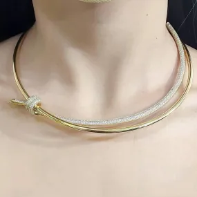 Double Layer Knot Choker Necklace 18K Gold