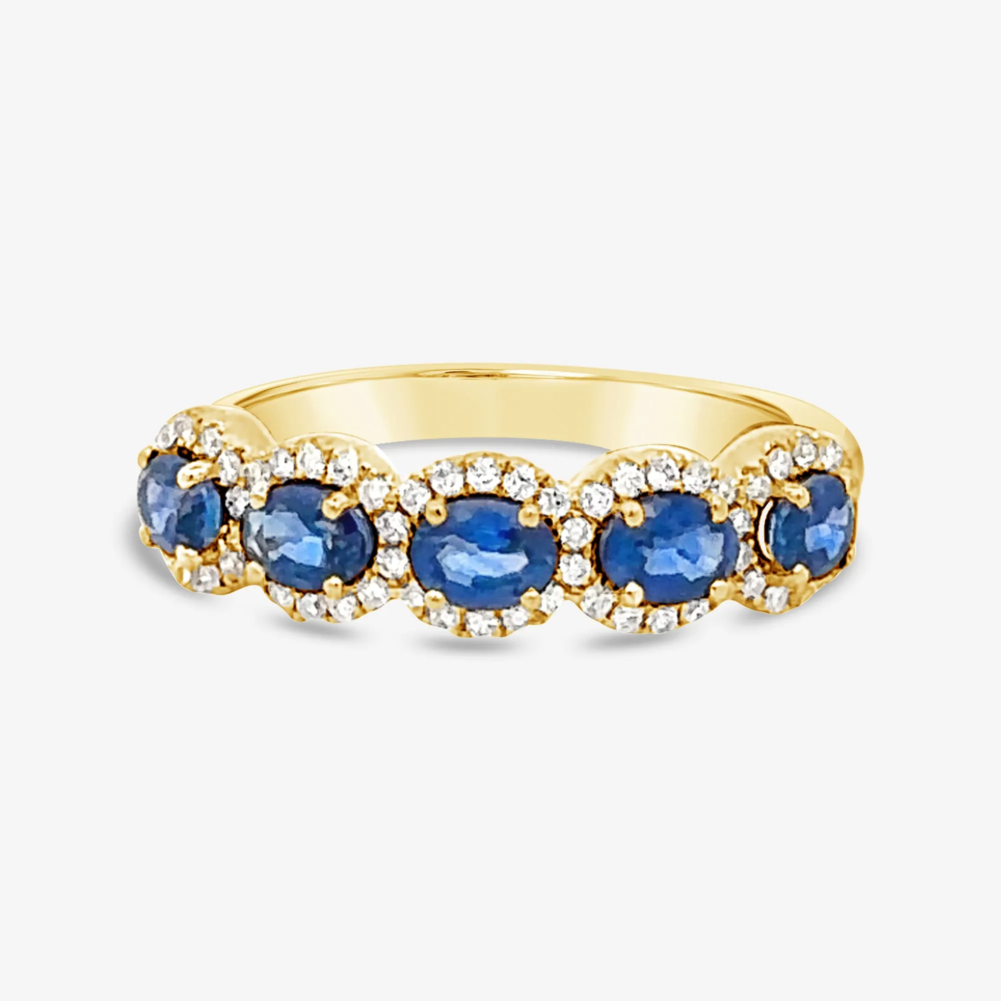 East West Sapphire & Diamond Halo Ring