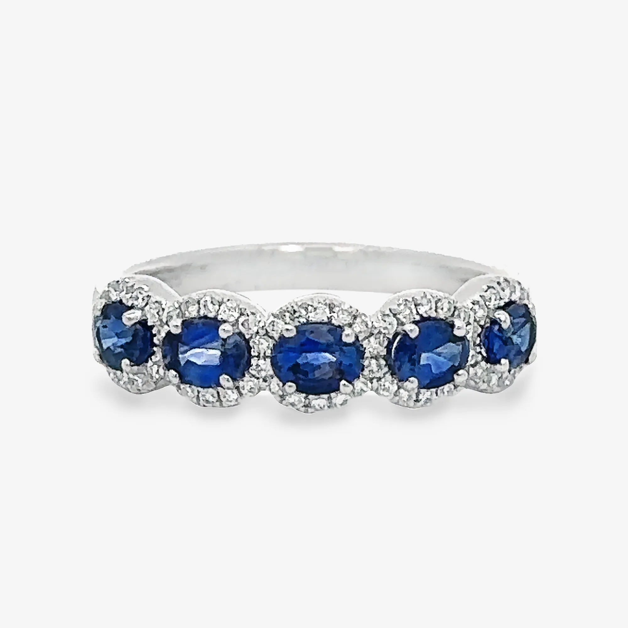 East West Sapphire & Diamond Halo Ring