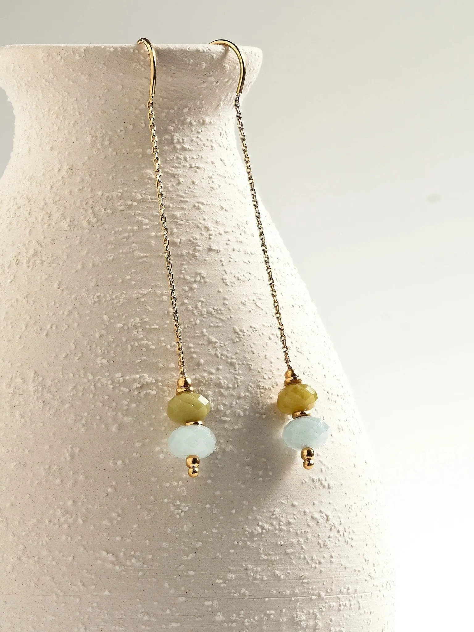 Elli Green Peridot and Aquamarine Chain Earrings