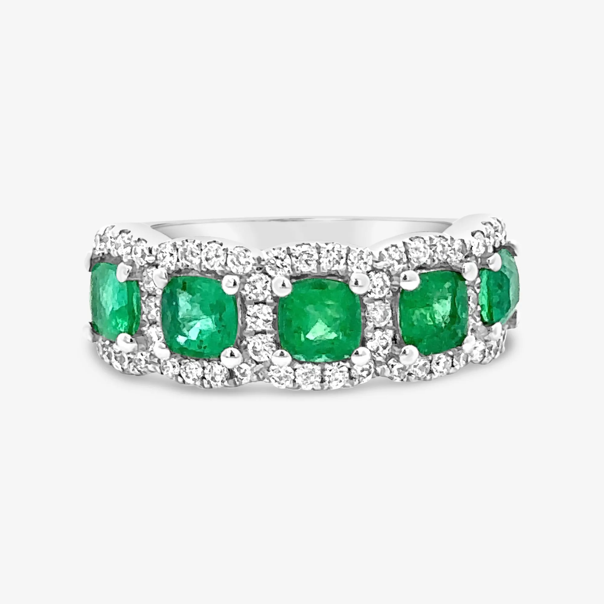 Emerald & Diamond Cushion Shapes Ring