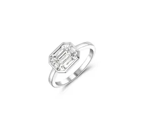 Emerald Cut Diamond Fusion Ring