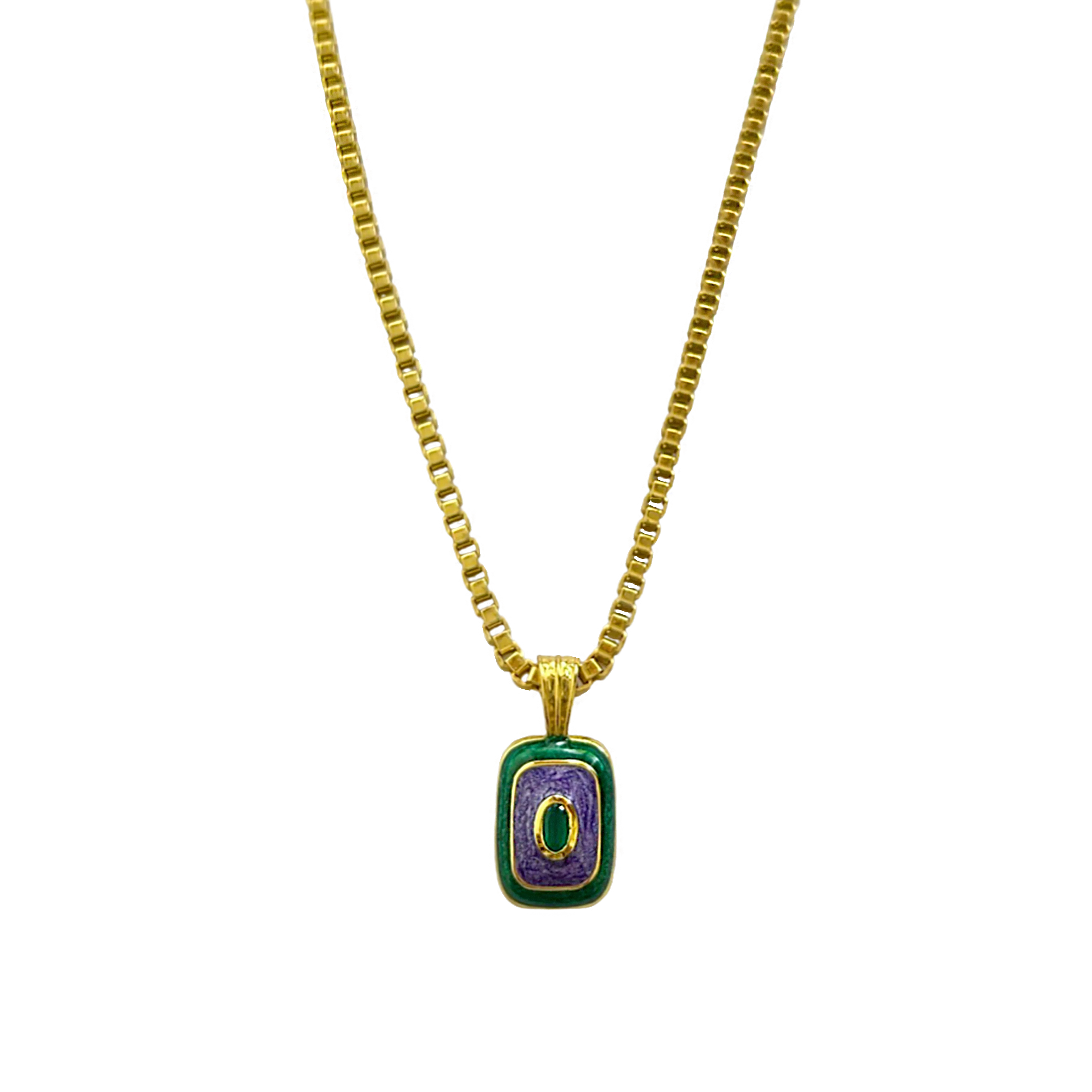 EVA Necklace | Green Onyx & Enamel