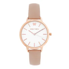 Flutter White Dial Pink Pu Strap Watch