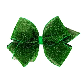 Glimmer Sparkle Hair Bow on Clippie - Green