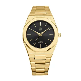 Gold & Black Stainless Steel Watch