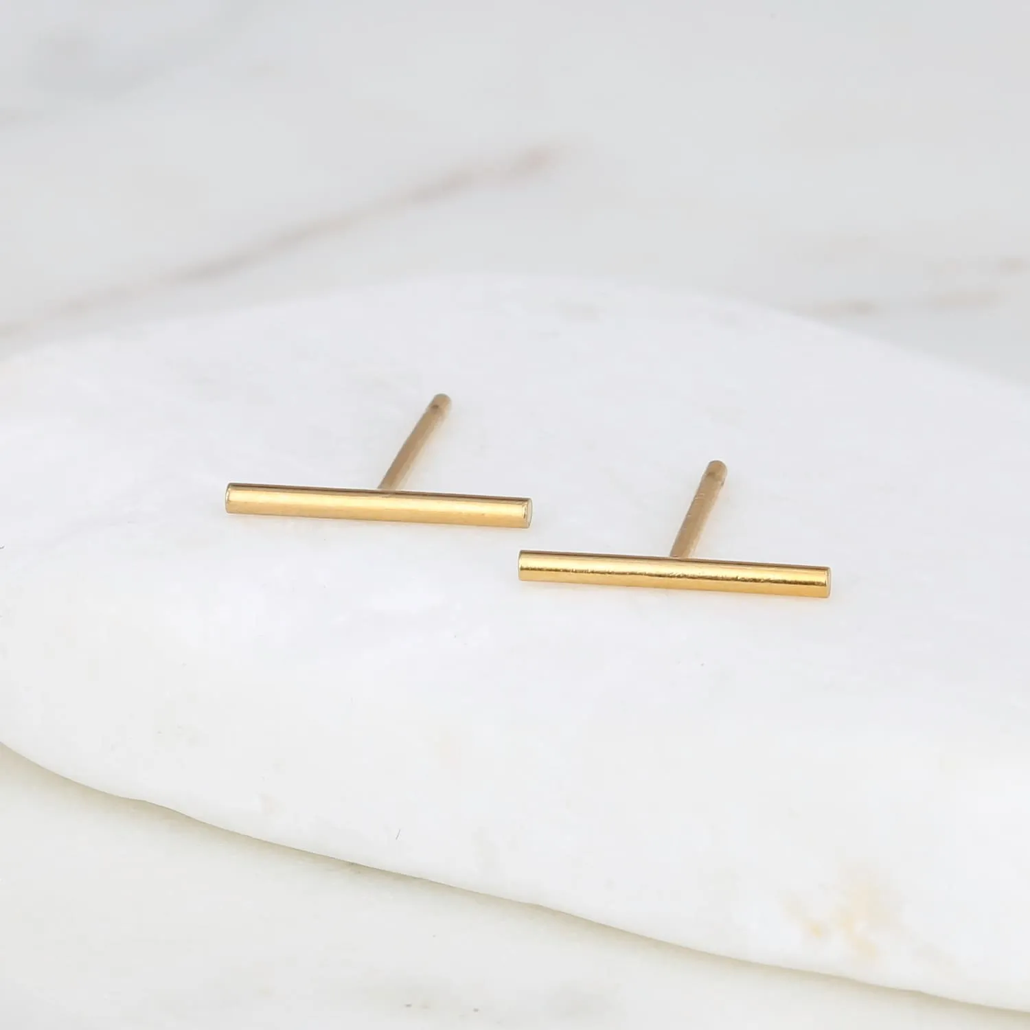 Gold Filled Dainty Bar Stud Earrings