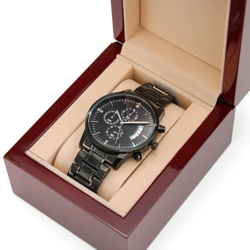 Great Fisherman Better Dad For Father Gift Engraved Black Chronograph Watch