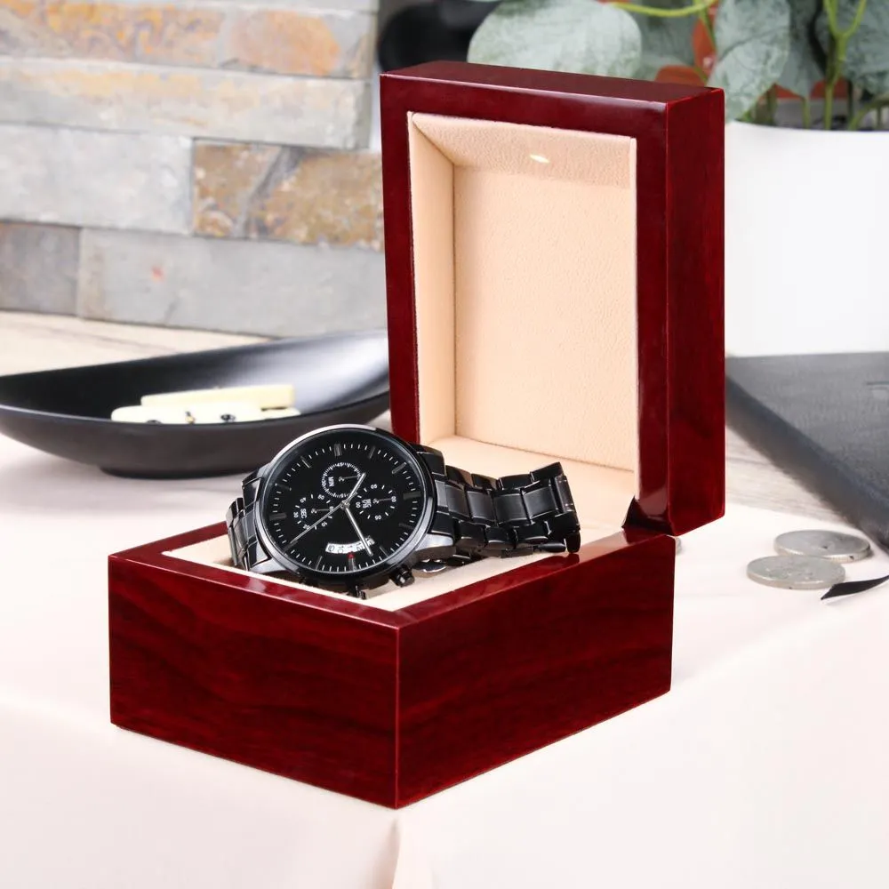 Great Fisherman Better Dad For Father Gift Engraved Black Chronograph Watch