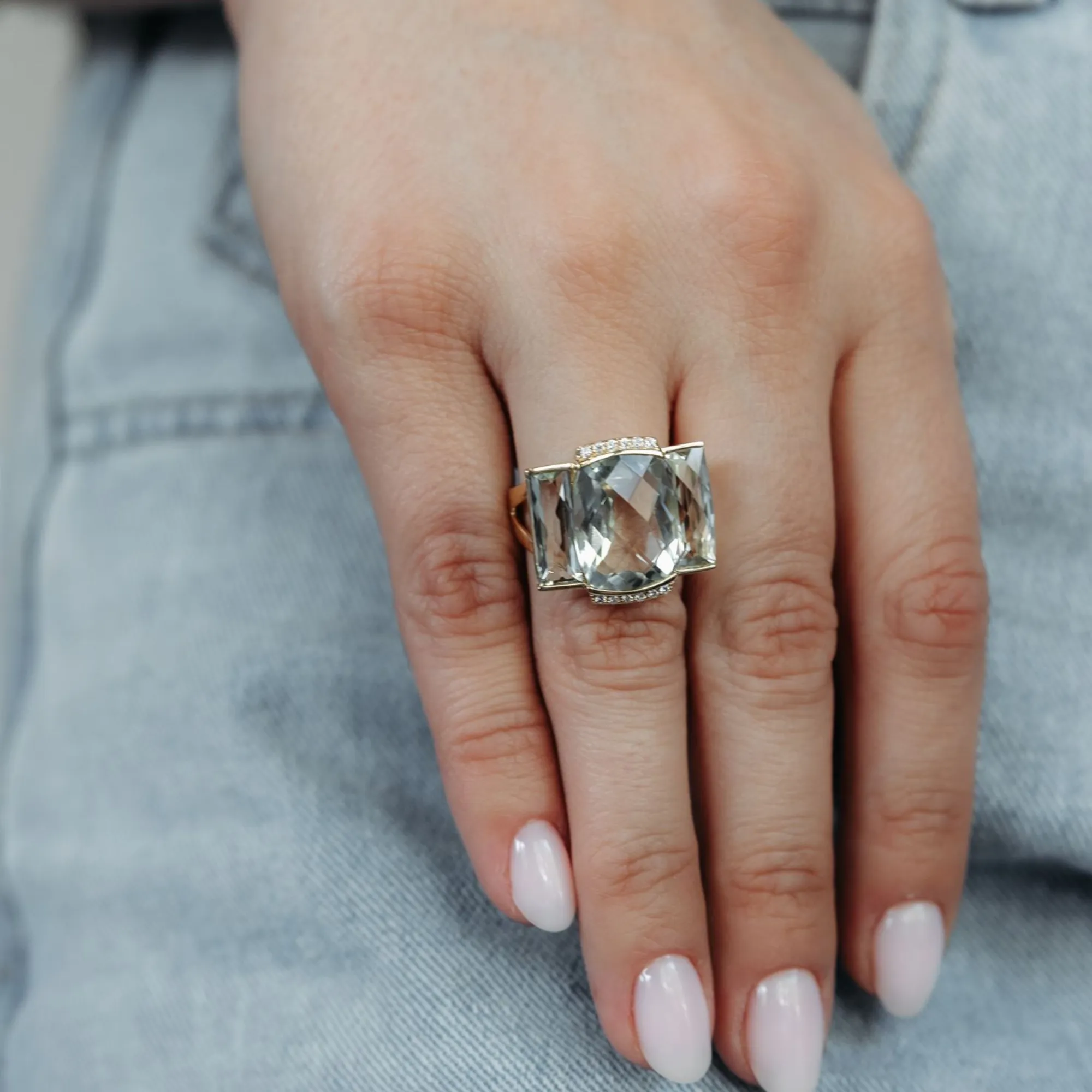 Green Amethyst Briolette Collection Ring