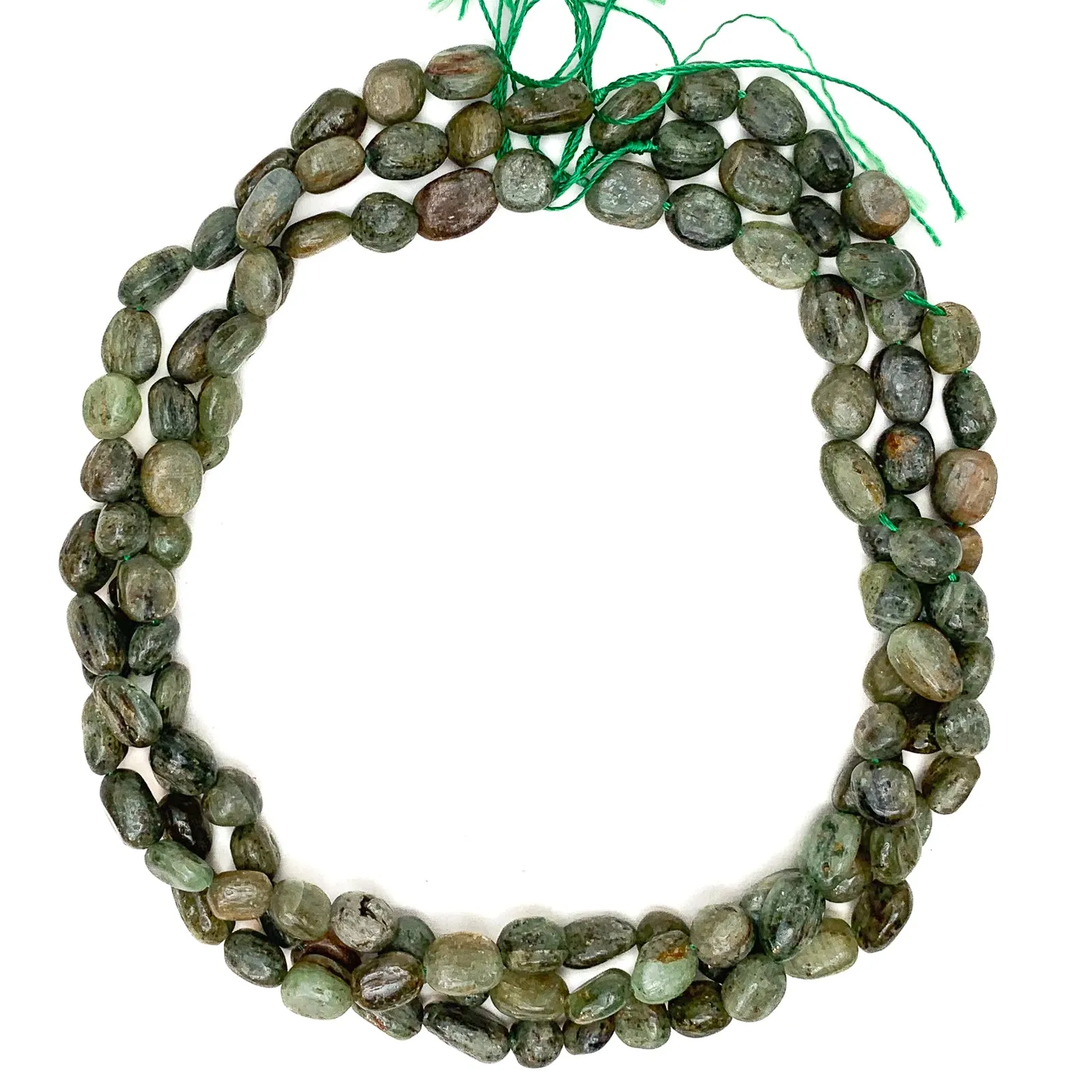 Green Garnet Smooth Pebbles Bead Strand