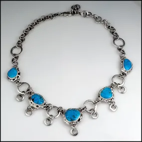 Handmade Adjustable Sterling Silver Turquoise Necklace