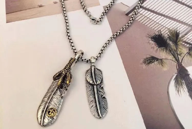 Hip Hop Eagle Claw Feather Necklace in Sterling Silver