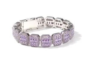 Iced Out Clustered Square Diamond Tennis Bracelet