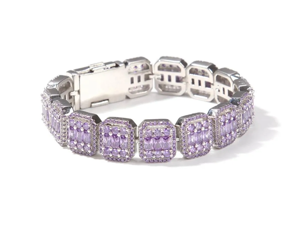 Iced Out Clustered Square Diamond Tennis Bracelet