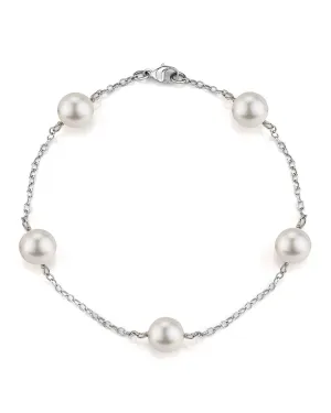 Japanese Akoya White Pearl Tincup Bracelet