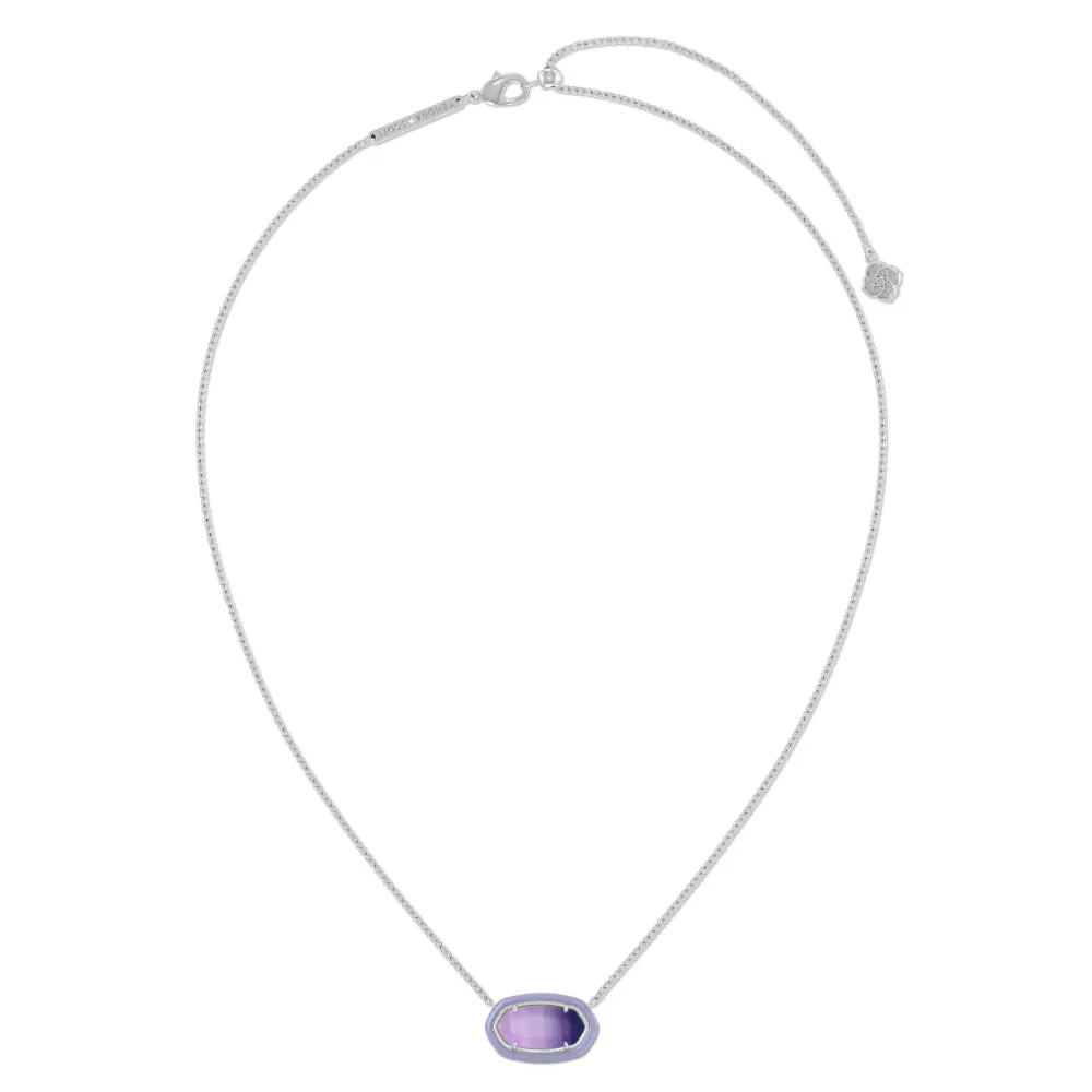 Kendra Scott Elisa Enamel Frame Rhodium Short Pendant Necklace in Dark Lavender Ombre