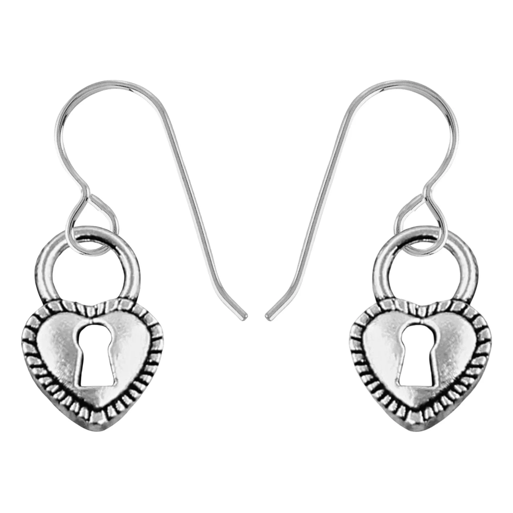 Key Hole Locket Heart Dangle Earrings