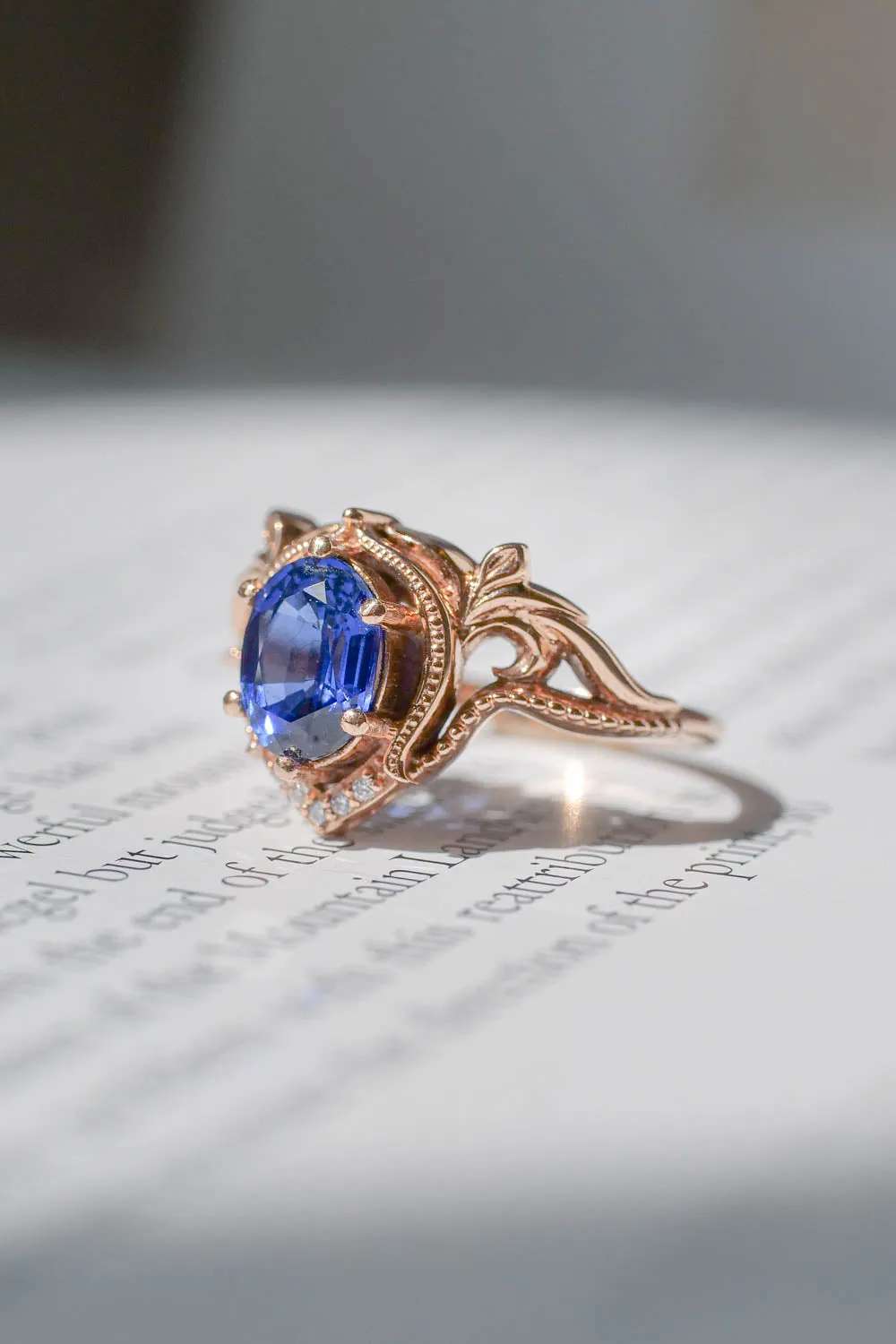 Lab sapphire engagement ring / Lida oval